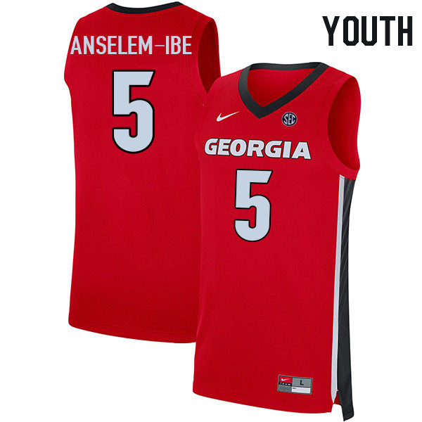 Youth #5 Frank Anselem-Ibe Georgia Bulldogs College Basketball Jerseys Stitched Sale-Red